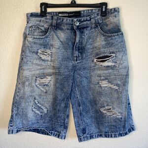 90s y2k Brooklyn Xpress distress jean Shorts Mens 34 Streetwear hipster